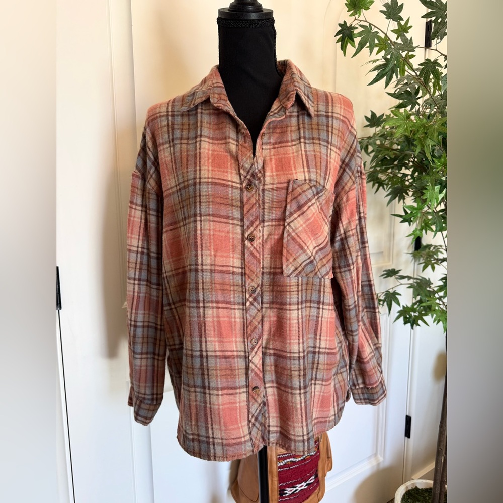 Becool Oversized Button Down Flannel Size S/M NWOT